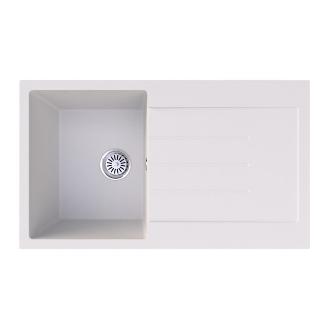 Vantole Granit Eviye Tek Göz Damlalıklı Beyaz