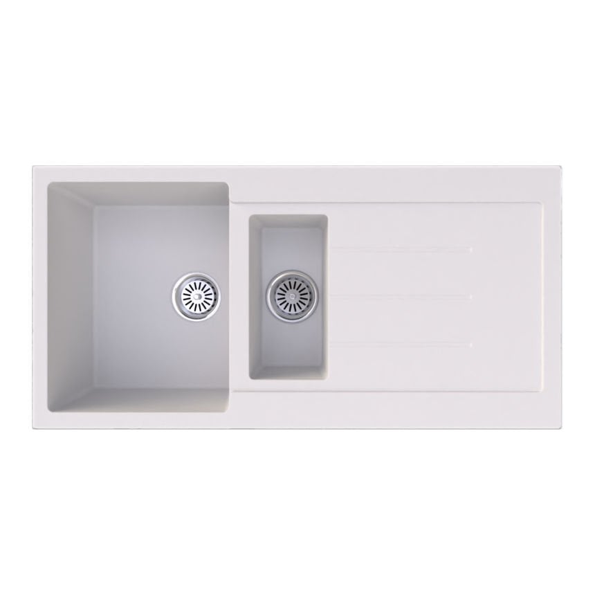 Vantole Bodrum-04 Granit Eviye 1,5 Göz Damlalıklı Beyaz