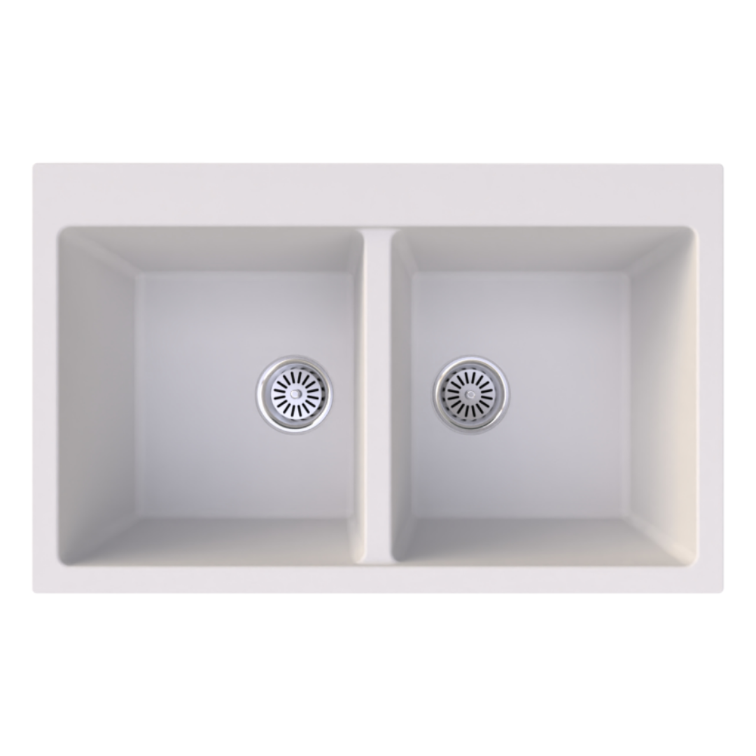 Vantole Granit Eviye Çift Hazneli Beyaz