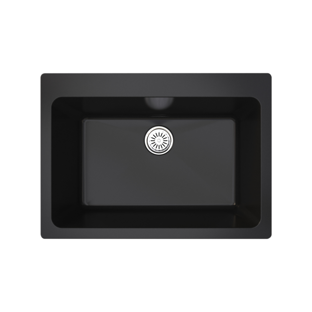 Vantole Granit Eviye 710x510mm Tek Gözlü Siyah