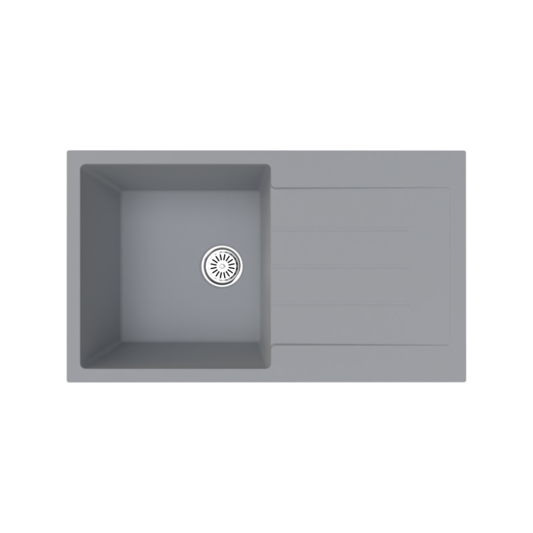 Vantole Granit Eviye 860x500mm Damlalıklı Tek Gözlü Gri