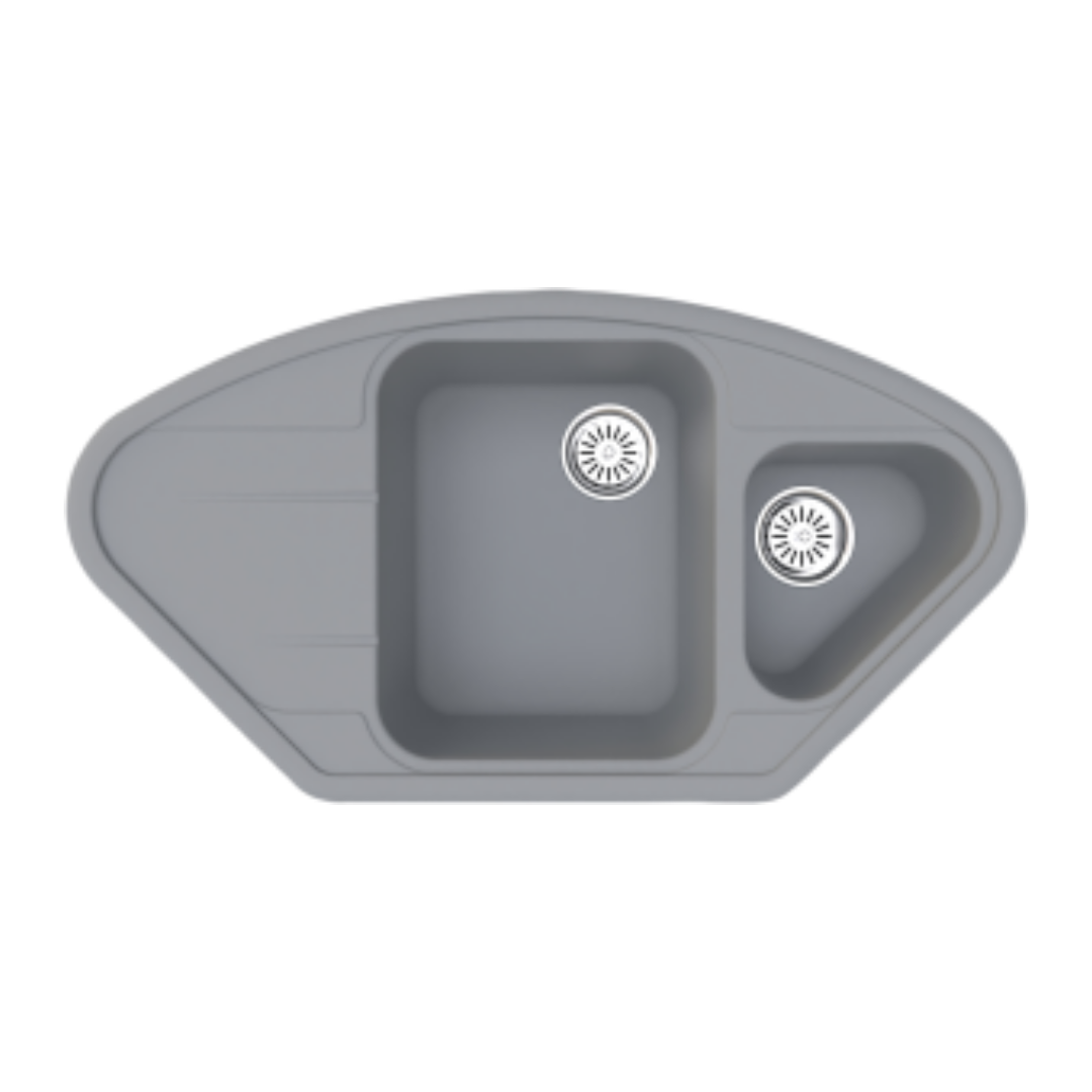 Vantole Granit Köşe Eviye 1,5 Gözlü Gri