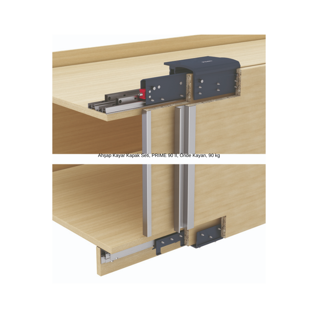 Hafele Ahşap Kayar Kapak Seti Prime 90 II Önde Kayan 90 kg 3 Kapak 16-24mm