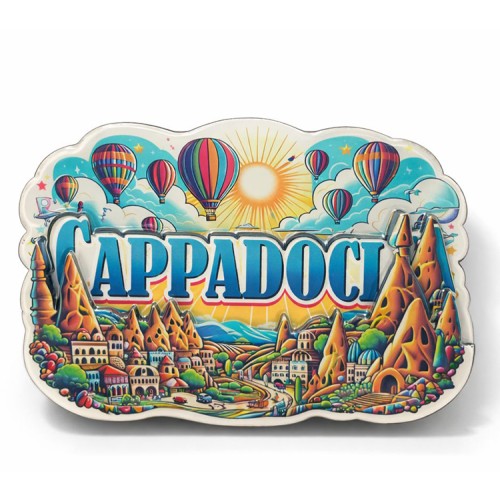 Kapadokya Temalı Ahşap Buzdolabı Magneti Model 1 