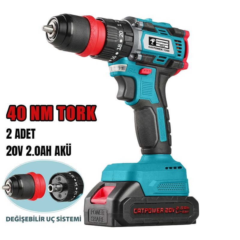 KÖMÜRSÜZ  DARBELİ AKÜLÜ VİDALAMA 20V Lİ-İON 2.0Ah