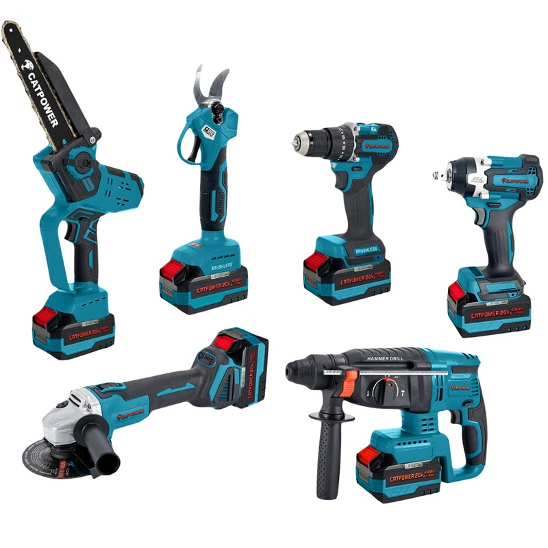 KÖMÜRSÜZ AKÜLÜ 6 LI SET: MATKAP, SOMUN SIKMA, KIRICI DELİCİ, AVUÇ TAŞLAMA, ZİNCİRLİ TESTERE, DAL BUDAMA 20V 4.0Ah