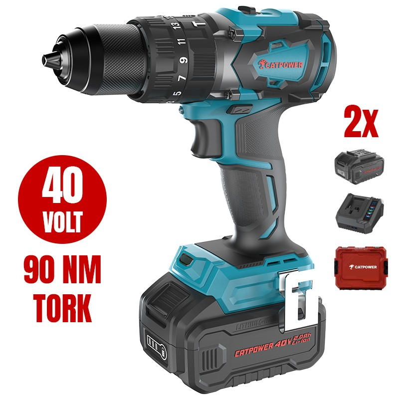 KÖMÜRSÜZ AKÜLÜ DARBELİ VİDALAMA Lİ-İON 40V 90NM 2 AKÜLÜ