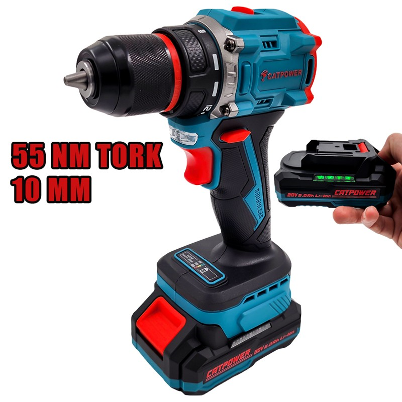 KÖMÜRSÜZ AKÜLÜ VİDALAMA Li-ion (SET) 10 MM 20V 2.0 Ah