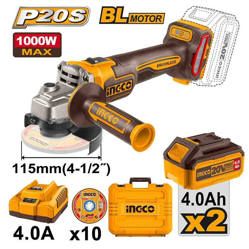 Li-ion Kömürsüz Akülü Taşlama 20V 4.0 Ah