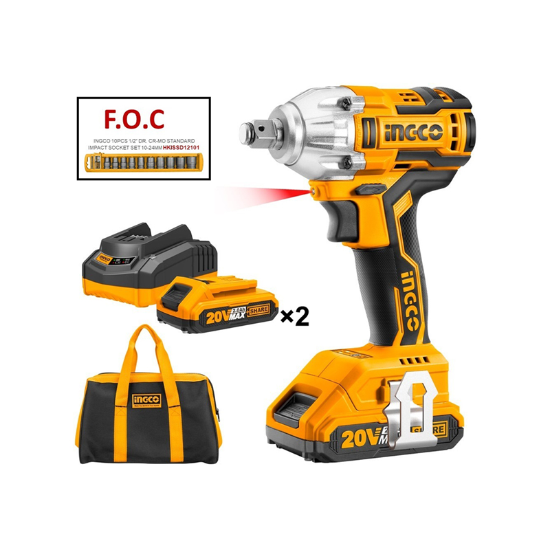 "Li-ion Akülü Somun Sıkma Kömürsüz 1/2"" 20V 2.0Ah"