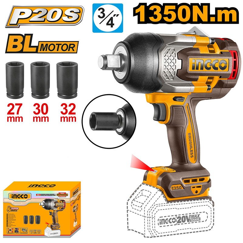 Li-ion Kömürsüz Akülü Somun Sıkma 3/4" 20V 1350Nm
