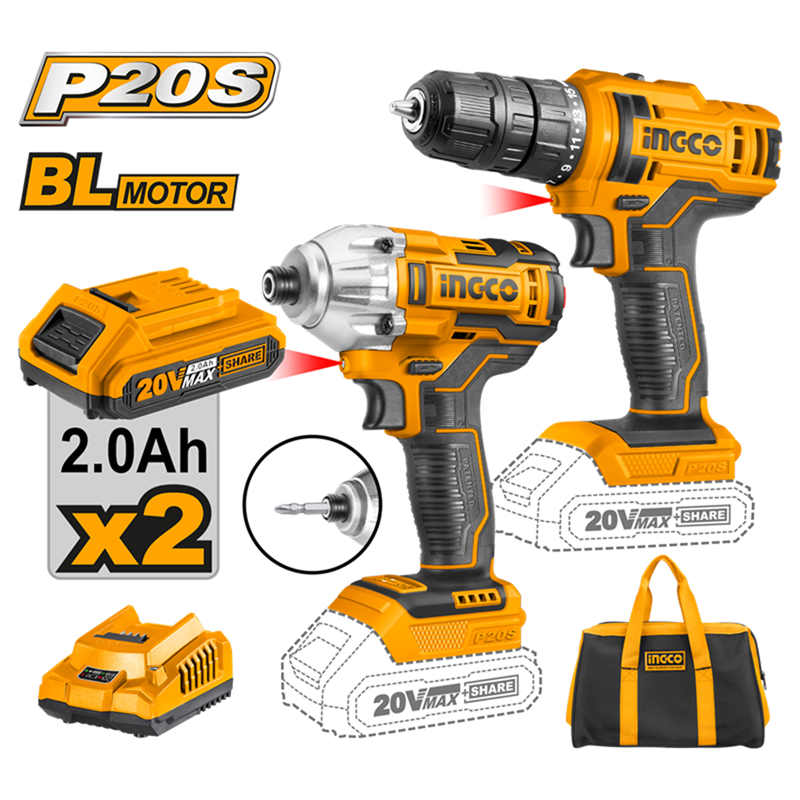 Li-ion Akülü 2 li Kombo Set - Matkap ve Vidalama  20V 2.0 Ah