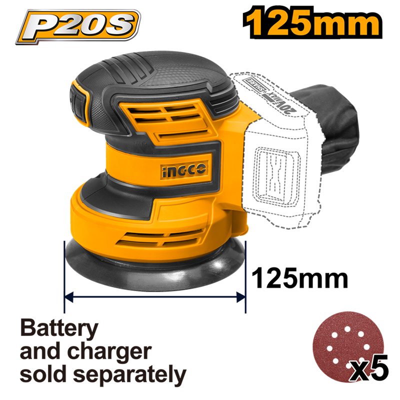 Li-ion Akülü Eksantrik Zımpara 20V 2.0Ah