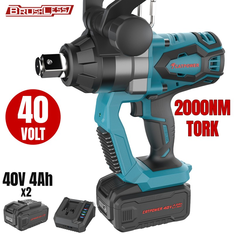KÖMÜRSÜZ AKÜLÜ SOMUN SIKMA 1''  Lİ-İON 40V +( 4.0 ah AKÜ 2 ADET)+(Hızlı Şarj Cihazı)