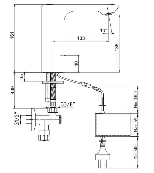 Eca Compact Fotoselli Sensörlü Lavabo Bataryası Elektrikli 108108044