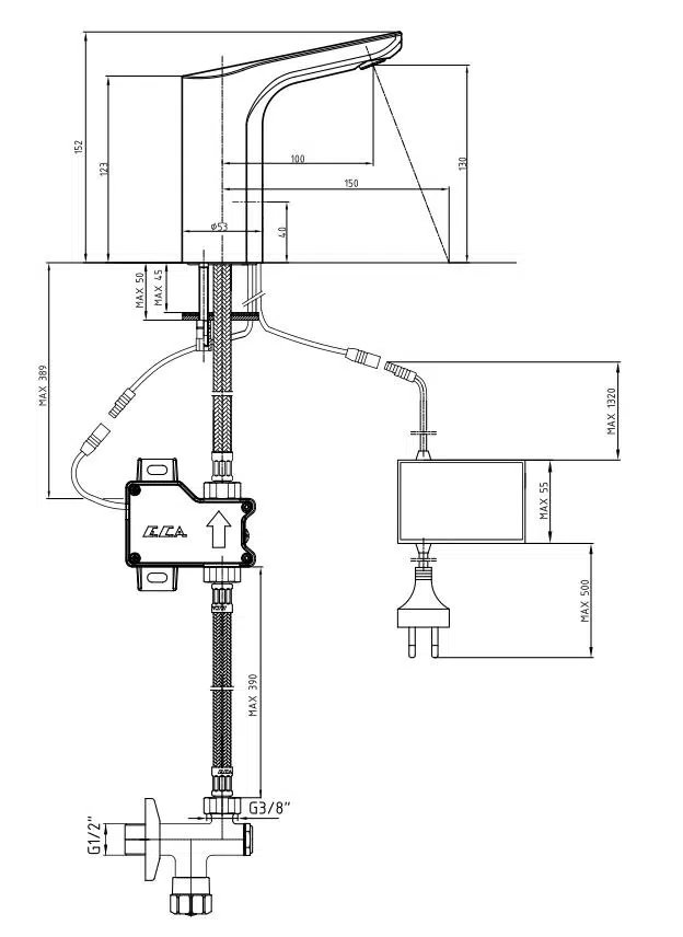 Eca Luna Fotoselli Lavabo Musluğu Elektrikli 108108056