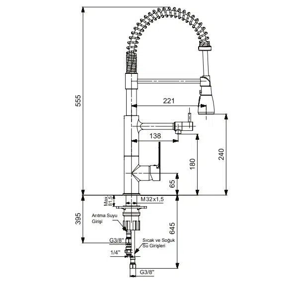 Eca Nita Üç Akışlı Arıtmalı Mutfak Bataryası 102118350