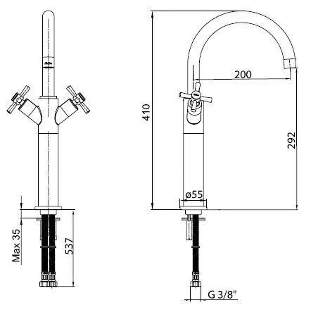 Eca Quadrille Yüksek Tip Lavabo Bataryası- Altın 102808614