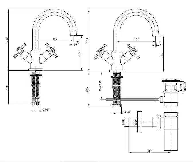 Eca Quadrille Lavabo Bataryası- Altın 102808396