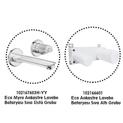 Eca Myra Gömme Ankastre Lavabo Bataryası Set 102167603H-YY+102166601