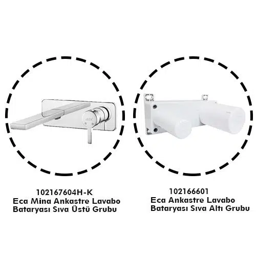 Eca Mina Ankastre Lavabo Bataryası Set/Tek Rozet (102167604H-K+102166601)