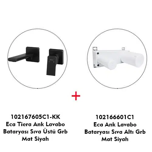 Eca Tiera Ankastre Lavabo Bataryası Mat Siyah Set ECA.ANKSET.LC101.C1
