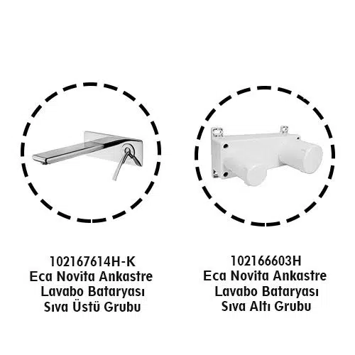 Eca Novita Ankastre Gömme Lavabo Bataryası Set (102167614H-K+102166603H)