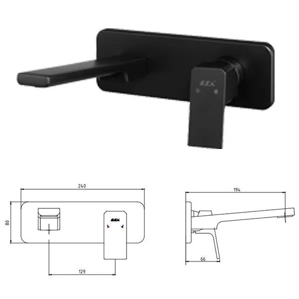 Eca Tiera Ankastre Lavabo Bataryası Mat Siyah Set (102167605C1-K+102166601C1)