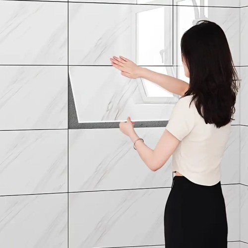 Beyaz Mermer Desenli Alüminyum Duvar Sticker