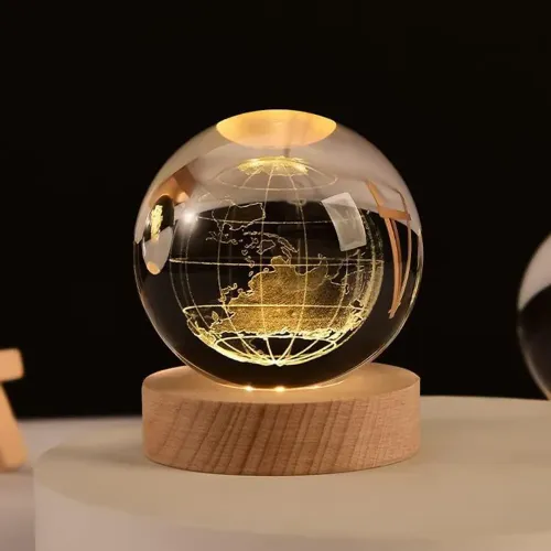 Dekoratif Dünya Tasarımlı Işıklı Cam Küre