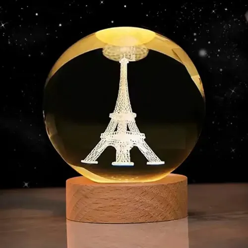 Dekoratif Eyfel Kulesi Tasarımlı Işıklı Cam Küre