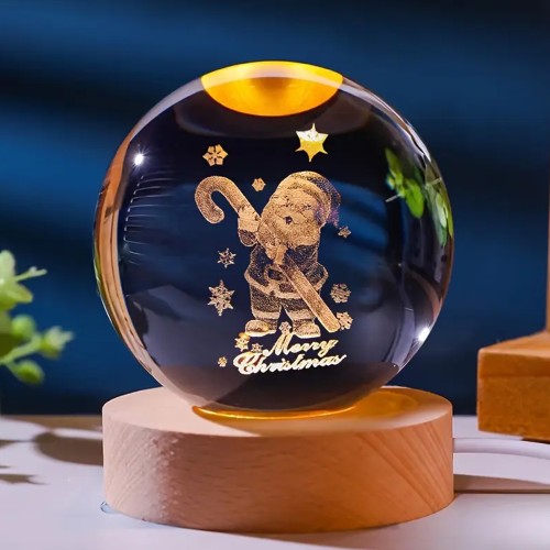 Dekoratif Noel Tasarımlı Işıklı Cam Küre