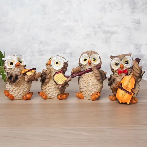 Müzisyen Baykuşlar Biblo Seti 4'lü