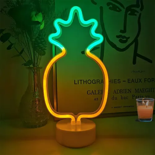 Neon Işıklı Ananas Masa Gece Lambası 