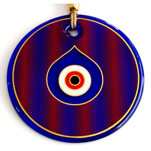  Yaldızlı Kırmızılı Cam Duvar Süsü Nazarlık